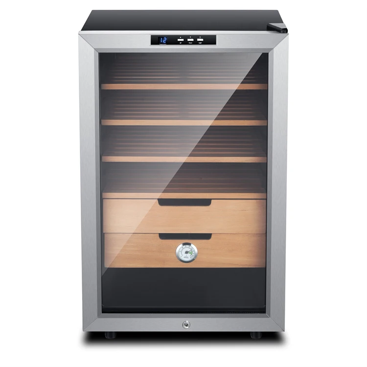 Stainless Steel Customize Household  Cigar Humidor Cooler  Fridge Showcase Electric Cigar Humidor Cabinet With Cedar Wood