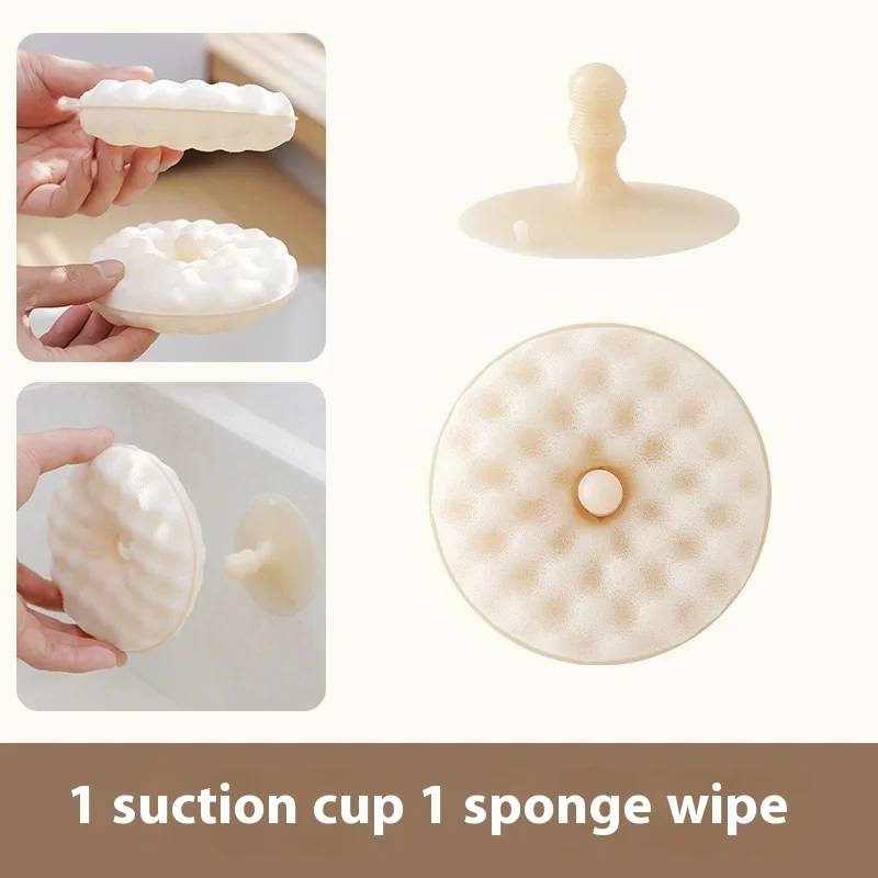 Home Kitchen Cleaning Double-Sided Dishwashing Brush Suction Cup PU Stereo Honeycomb Loofah Rag Wholesale Price Wipe Cloth Mesh