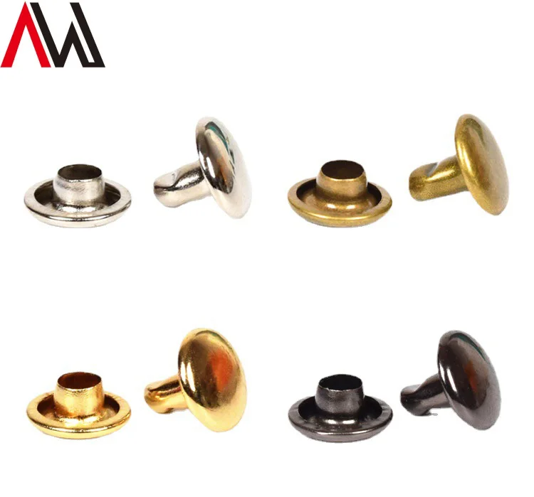 Double Cap Skull Punk Brass Rainbow Female Stainless Steel Round Head 8mm Mushroom Cone Metal Screw Rivet For Leather