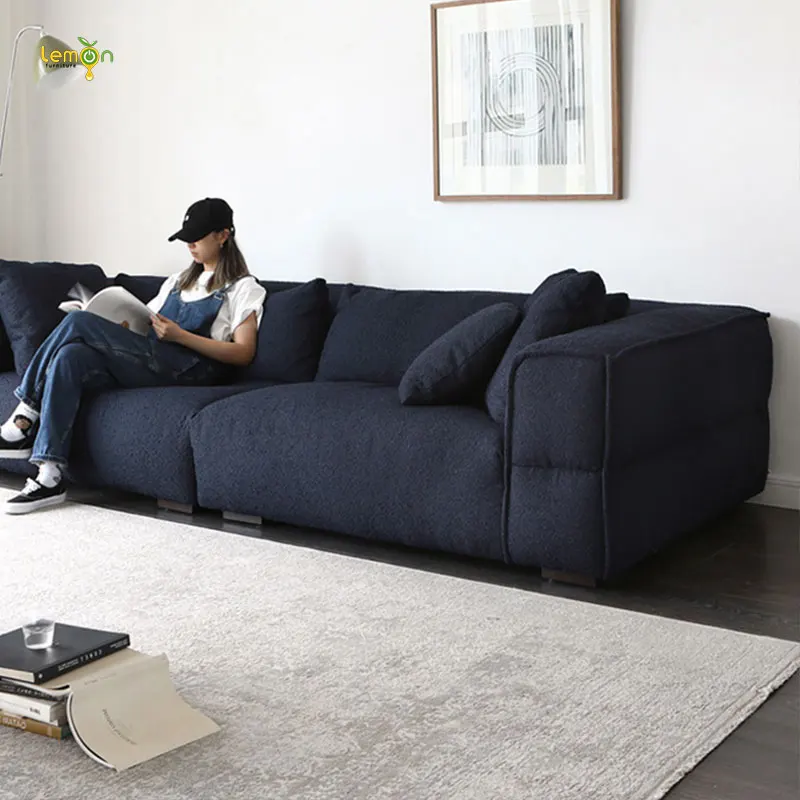 Tofu block small apartment sofa living room combination French light luxury Internet celebrity fabric sofa