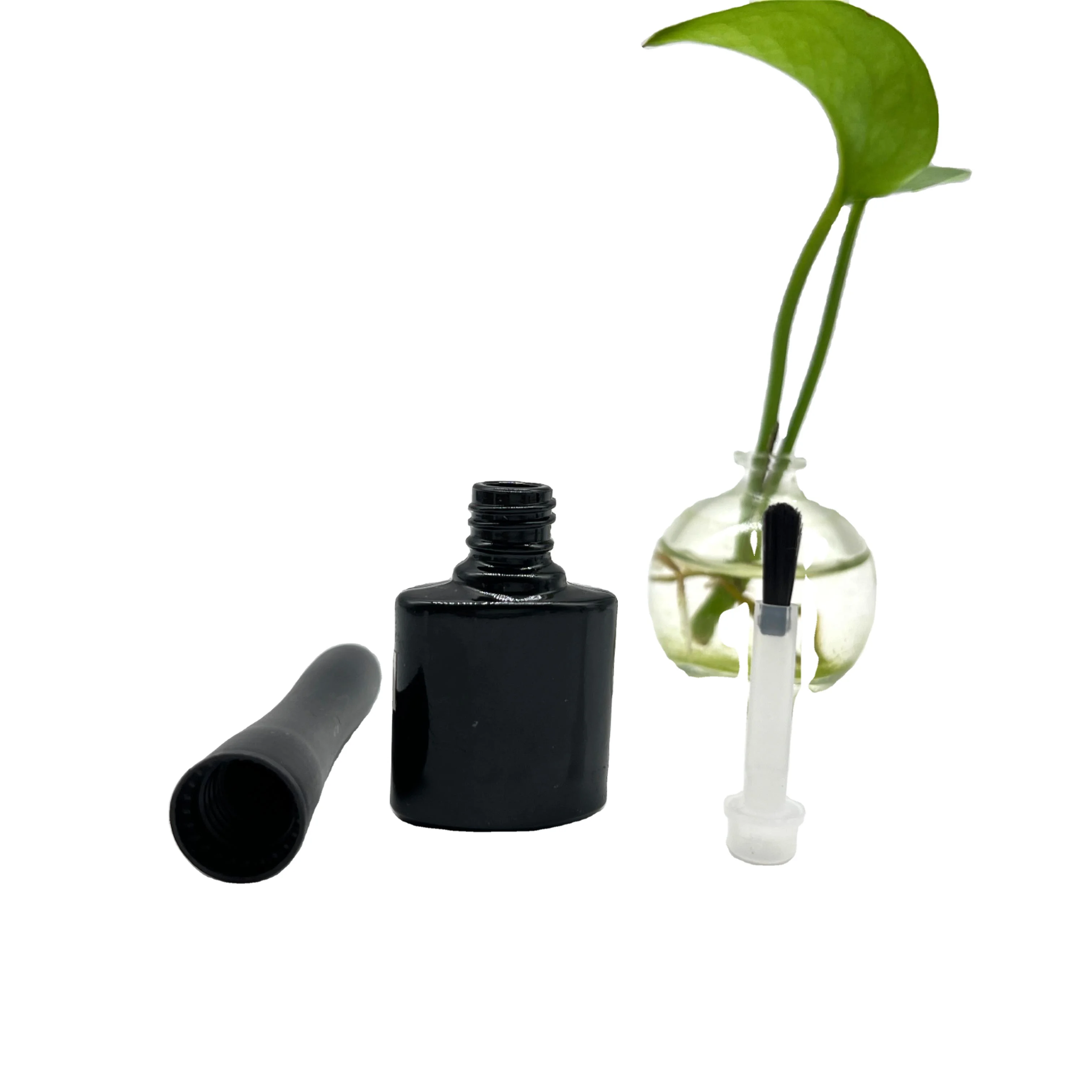 Shandong Factory Direct Sales 5ml Black Glass Nail Polish Bottle With Plastic Cover