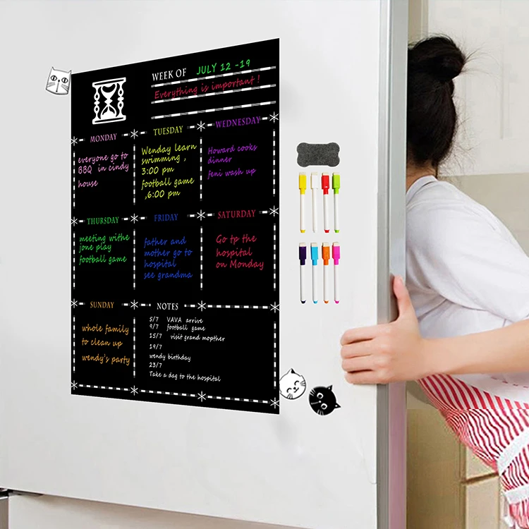 A3 Magnetic Whiteboard Planner Board Kitchen Fridge Large Dry Erase Whiteboard Weekly Planner Whiteboard