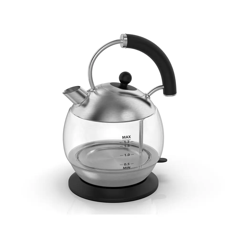 Electric Glass Kettle 1.7L Tea Water Coffee Teapot Transparent Stainless Steel clear Kitchen