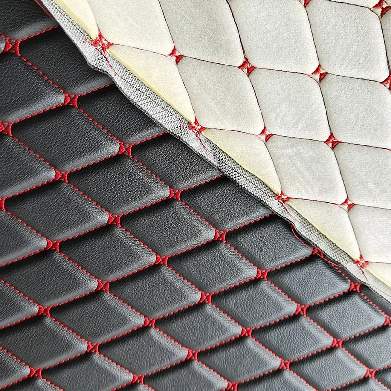 Embroidered Leather Hot Sales Quilted Sponge Customize any Design Leather Car Floor Mats and Auto Bus Upholstery