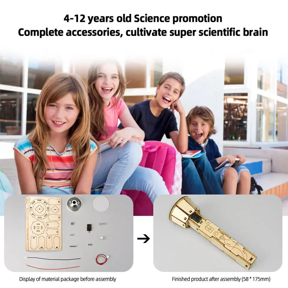 Kids DIY Flashlight DIY Science Experiment Kit  Education Model Toy Physics Science Toys for Children Gift Toy Project