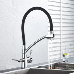Hot and Cold Pure Water Mixer Tap pull out 3 way Kitchen Purification Flexible Rotated Dual Spout Filter Kitchen Faucet