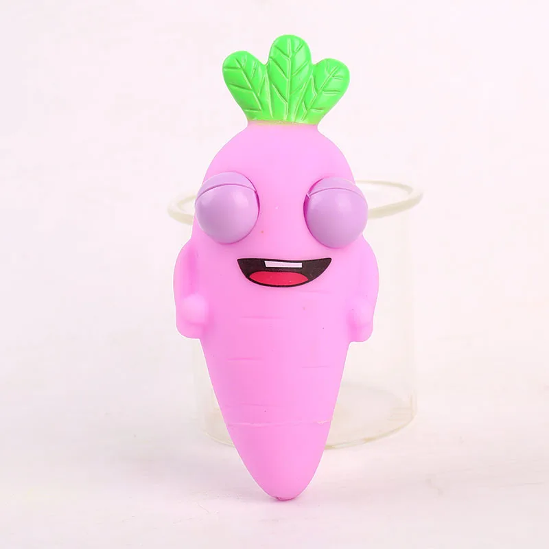 Novelty Funny Carrot Fidget Stress Relief Popping Eyes Toy Cartoon Carrot Squeeze Pop Out Eye Toy