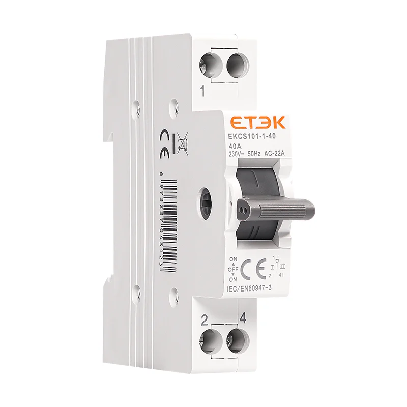 ETEK Din Rail  1-0-2 1P 230V 2P 4P 400V Maximum current 63A Dual Power Manual Transfer changeover switch