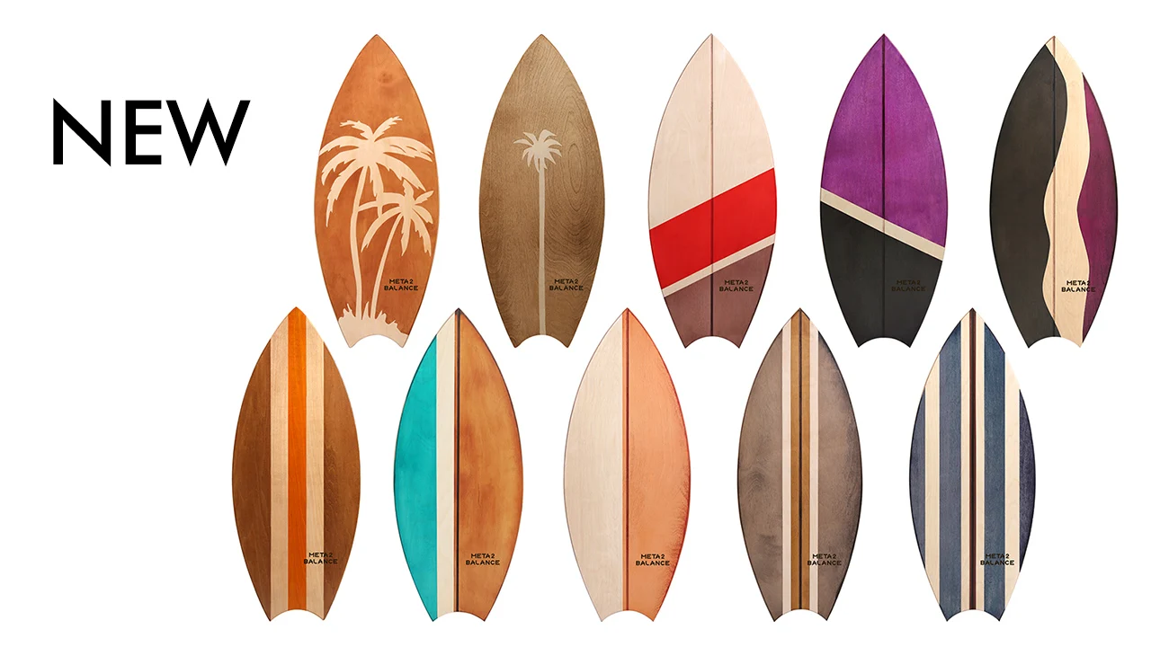 Meta2Balance  Custom Fish Surf Shape Wooden Balance Board Trainer Cork Roller Board prancha de equilibrio and wakesurf board