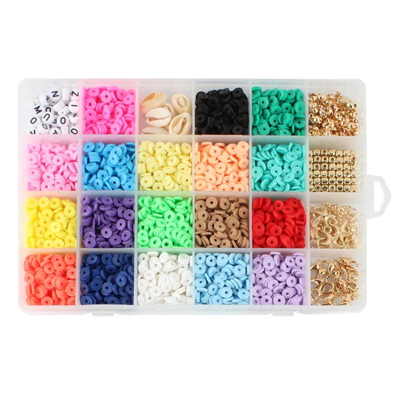 Hot Sale Bohemian DIY Jewelry Set 24 Grids Polymer Clay Spacer Beads with Jewelry Findings Tools