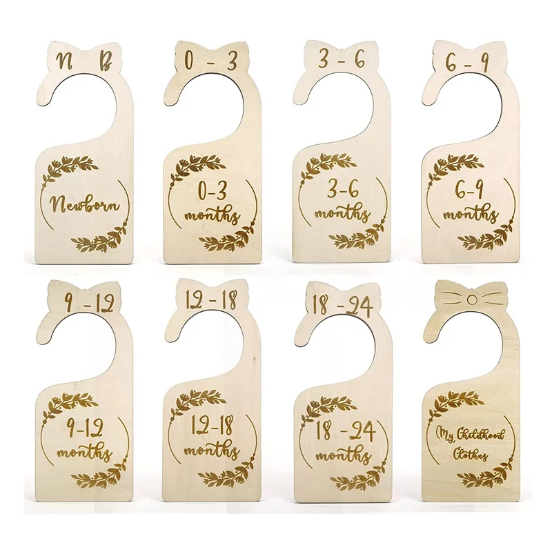 7 Pcs Baby Closet Size Divider Wooden Baby Closet Organizers From Newborn Infant To 24 Months For Home Nursery Baby Clothes