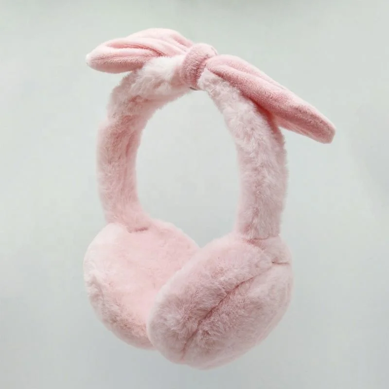 Girl headband Winter warm bowknot furry earmuff plush earmuff headphones for Christmas