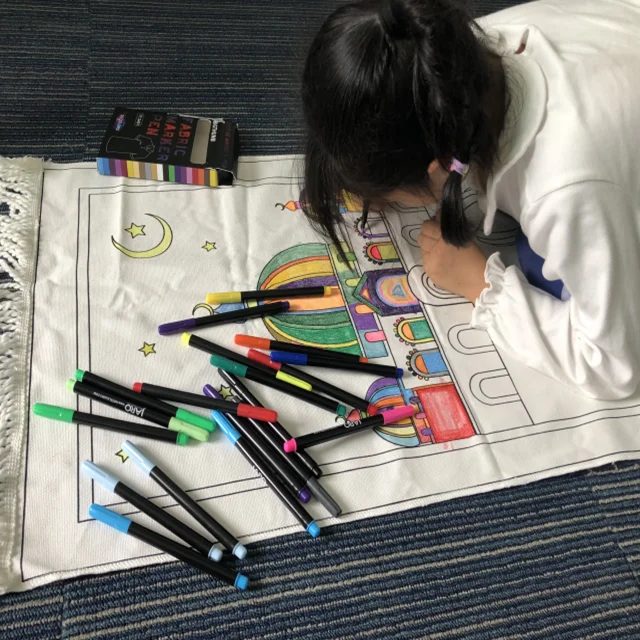 2022 Hot Selling Muslim Children Painting Mat Islamic Kids Prayer Coloring Mat for Kids Gifts Novelty Customized Logo OEM 50pcs