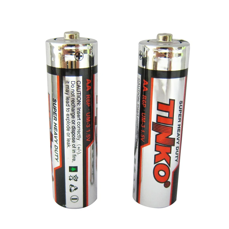 Enviroment friendly 1.5v TINKO 0%hg carbon zinc r6p aa um3 battery