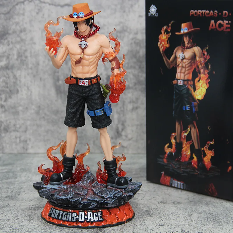 Japanese GK One Pieced Figure Big Size 3rd Anniversary Flame Ace PVC Toys Collection Anime Action Figure With Box