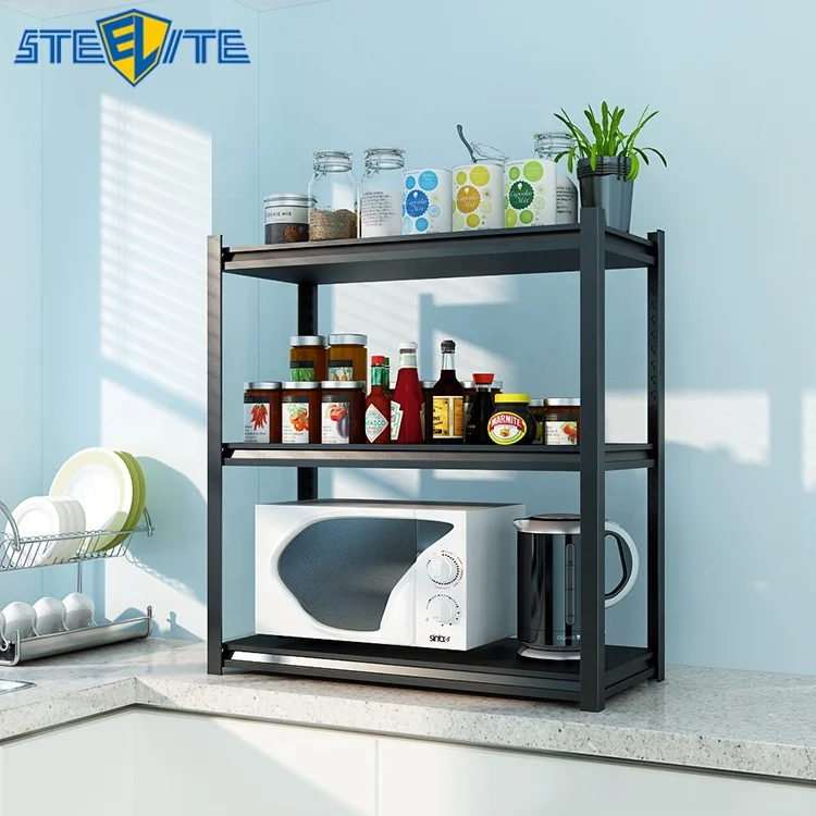 Floor Standing Movable Knock-Down stacking racks Shelves Storage 3-Tier Metal Steel Multiple Storage Shelves