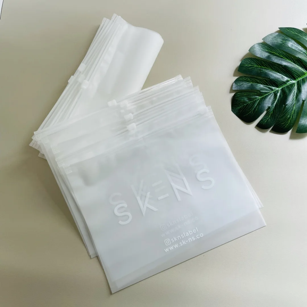 Bikini Packaging Bags biodegradable Custom Printed Swimwear Packaging Frosted Ziplck Bags Clear Zipper Bag with zipper
