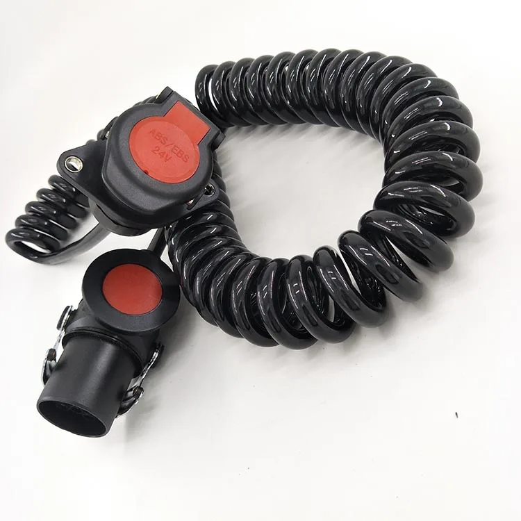
7 Core ABS Pur Shielded Electric Power Wire Plug Spiral Cord Custom 15 Pin Truck Trailer Cable 