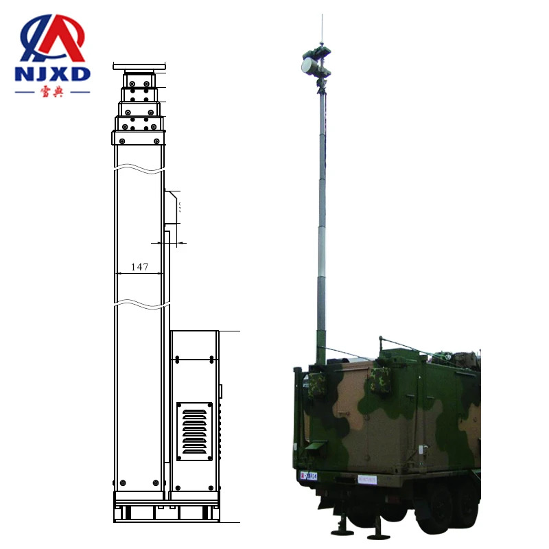 
XD1107 vehicle mounted motorized telescopic mast square or round tube 
