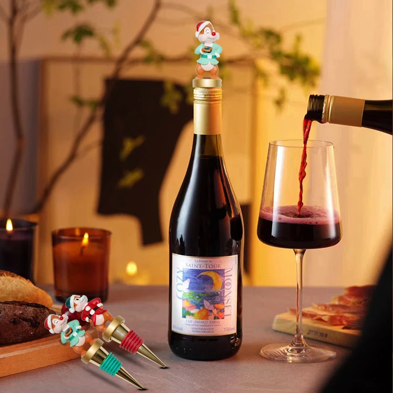 Reusable Corks Wine Preserver Wine Saver Keep Fresh Wine Bottle Stopper with Resin Cartoon Decor