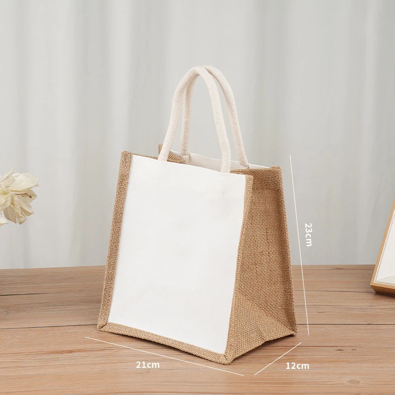 Reusable women handbags gym beach travel pool custom tote bag linen jute canvas shopping bag