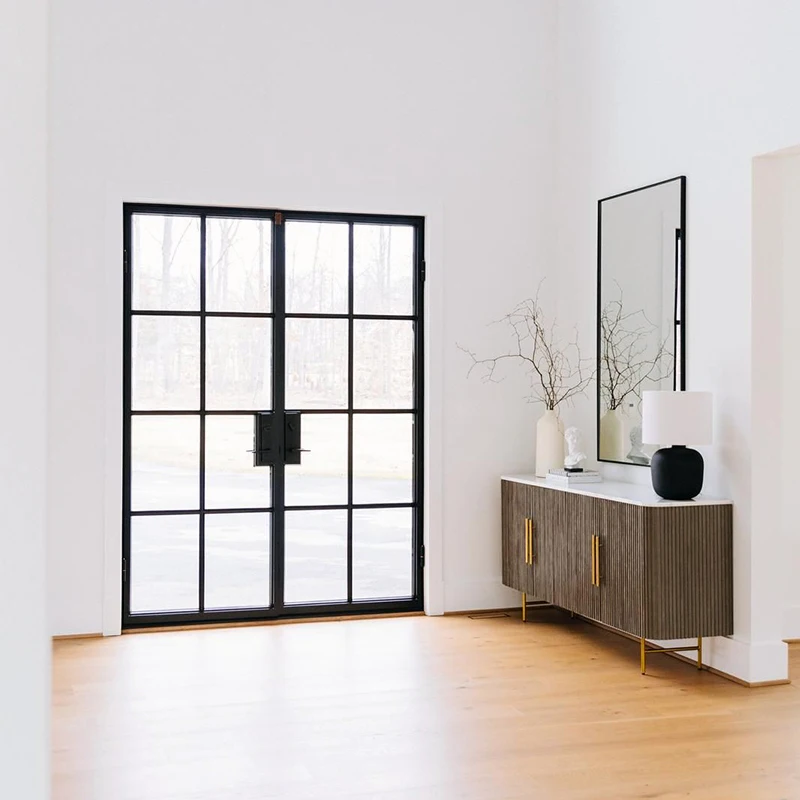 Custom Double Steel Framed Glass Doors French Interior Doors with Glass