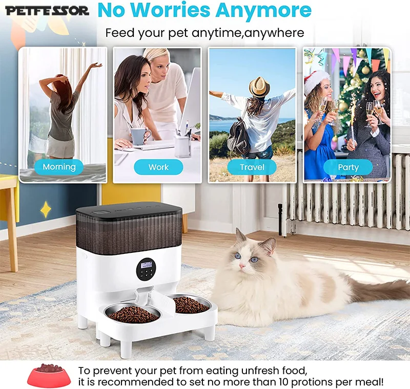 Automatic Cat Feeder, Elevated Pet Feeder for 2 Cats & Small Dogs,5L Pet Feeders for Cats Dogs