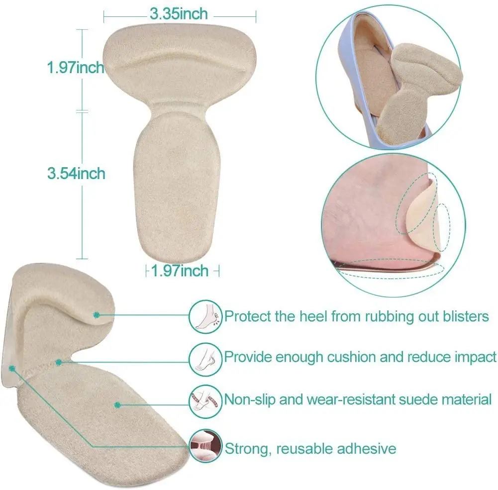 Heel Cushion Inserts Metatarsal Pad Heel Grips Non slip Self-Adhesive Silicone Shoe Liners Forefoot Pads for Loose Shoes
