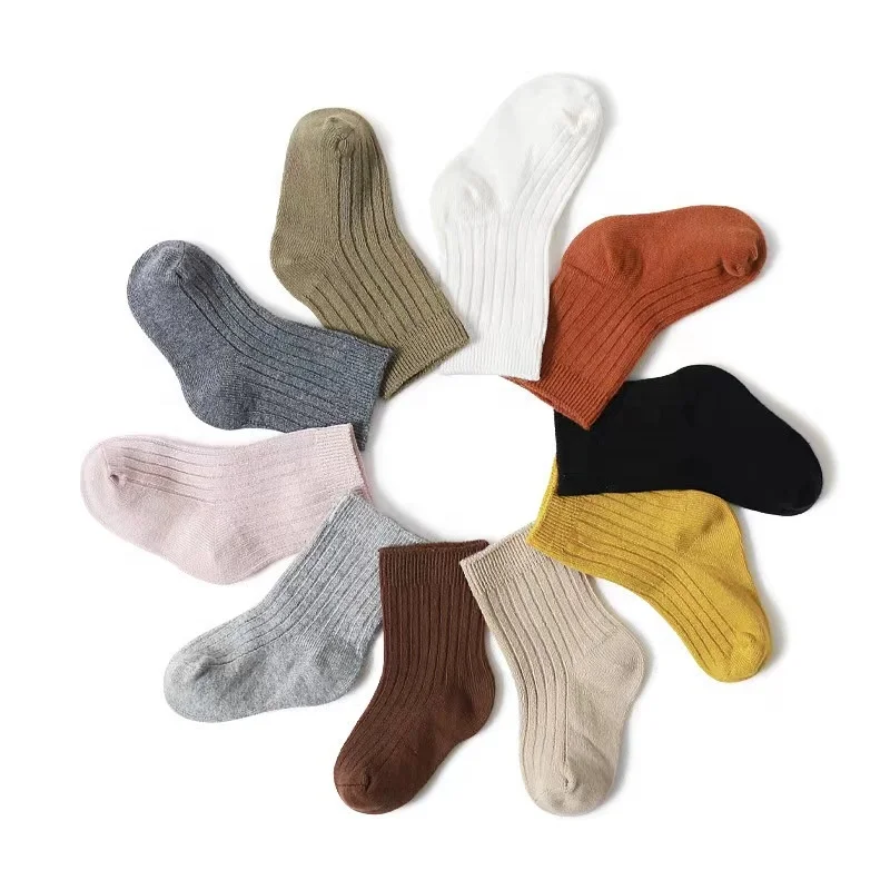 wholesale Children solid color socks kid parent baby girls boys medium tube high quality cotton adult socks