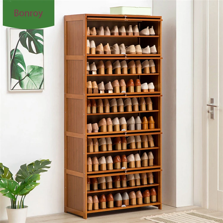 Shoe cabinet storage rack modern door with large capacity, simple and space-saving ultra-thin solid wood balcony dump bucket