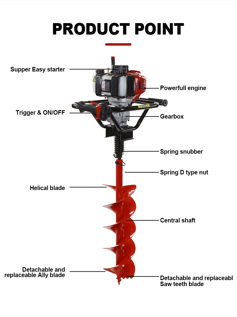manual earth auger Garden power drill Soil auger ice digger multifunction drilling machine