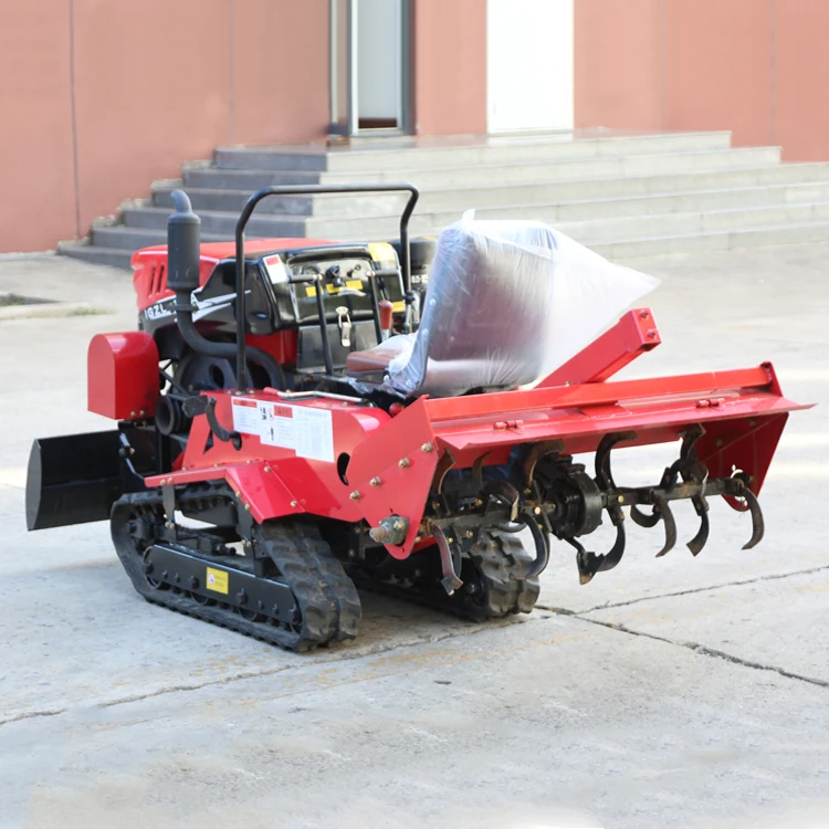 China Factory Outlet Agricultural Mini Rubber Crawler Tractor 90hp 100hp Diesel Engine Rotary Tiller With Seeder