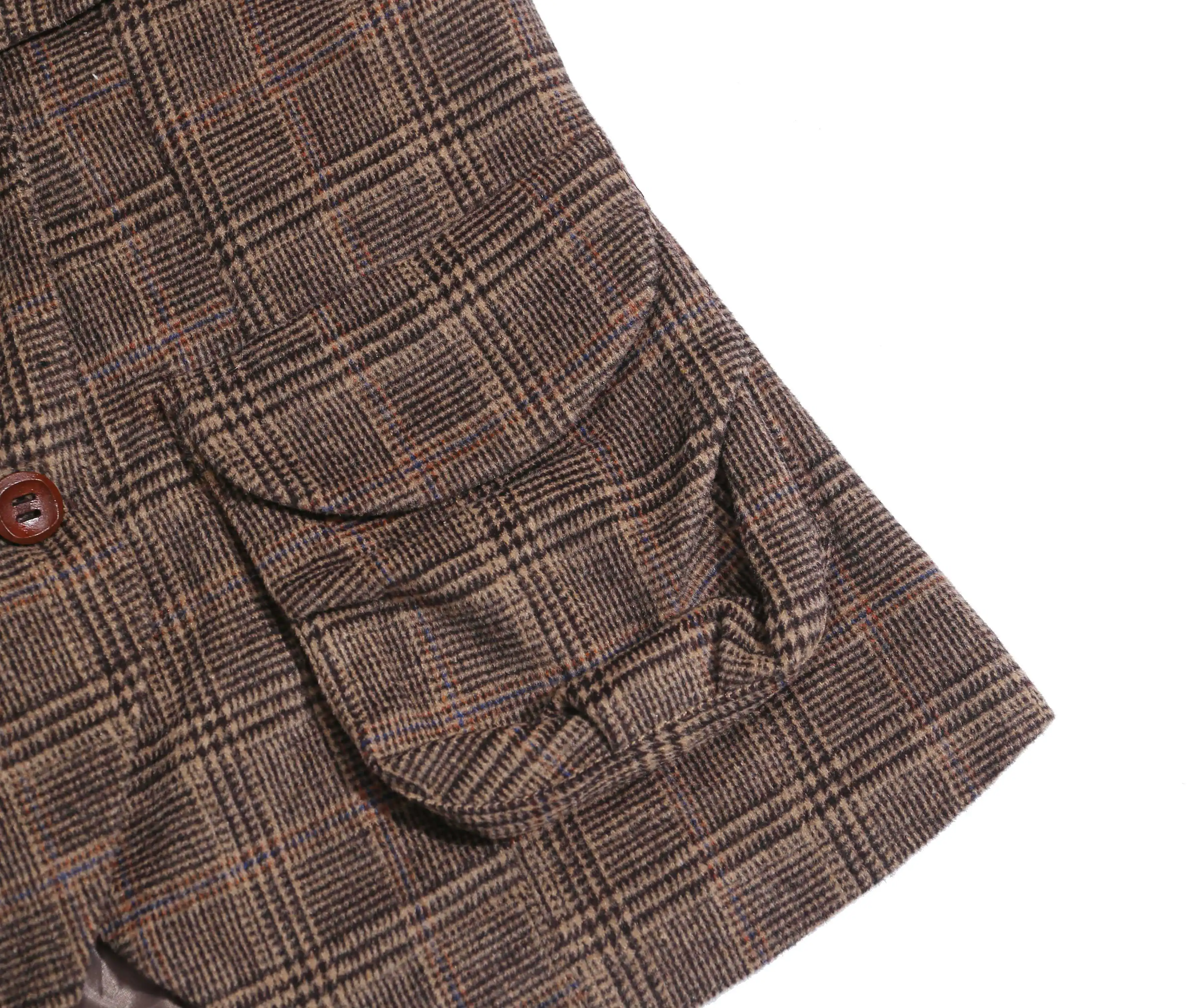 Elegant Coffee Checkered Women Blazer Winter Plaid Jacket Woolen Women's Coat Ladies Blazer Woven 100% Polyester Breathable