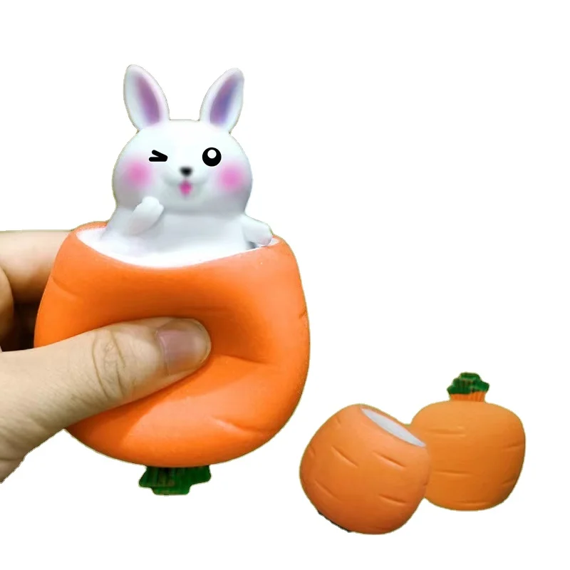 Pop cute little White rabbit toy Squeeze cup decompress radish rabbit cup new creative prank pinch rabbit