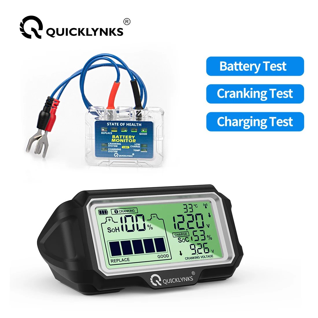 QUICKLYNKS BM5-D 12 В светодиодный тестер батареи монитор работоспособность анализатор зарядки тест диагностический инструмент