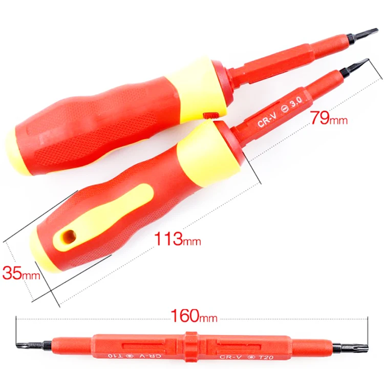 
500V Electrical engineering insulated Screwdriver with Phillips Slotted Torx U Tri Y bits interchangeable Bolt Screw hand tools 