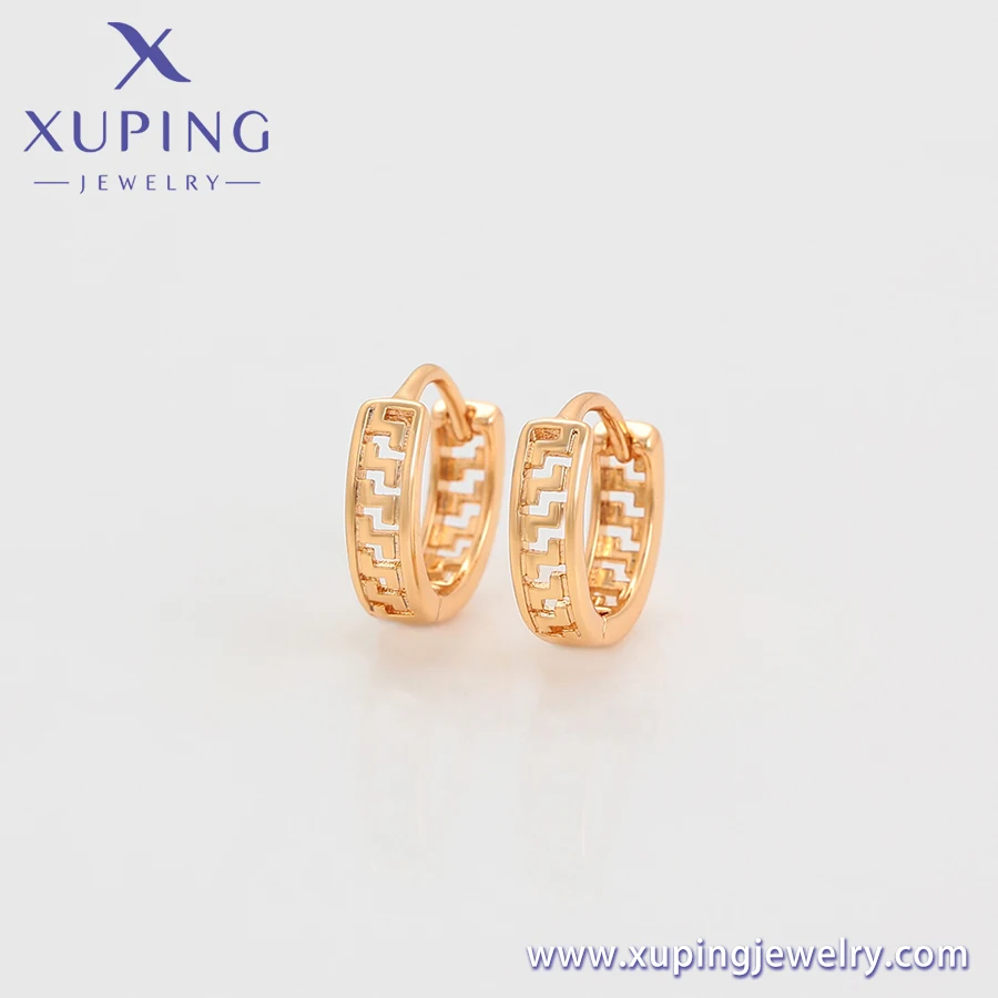 S00141127 Xuping Cheap Price Weekly Deal Copper Jewelry Children 18K Gold Color Great Wall Pattern Hollow Out Huggie Earring
