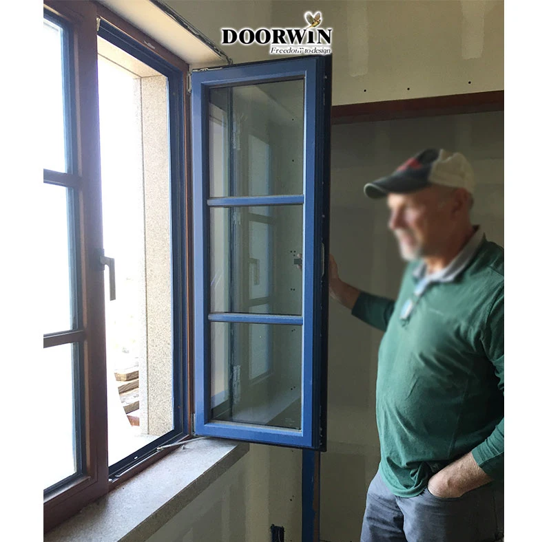 High Quality Broken Bridge Aluminum Casement Window Wooden Color Windows Double tempered low e glass house Window