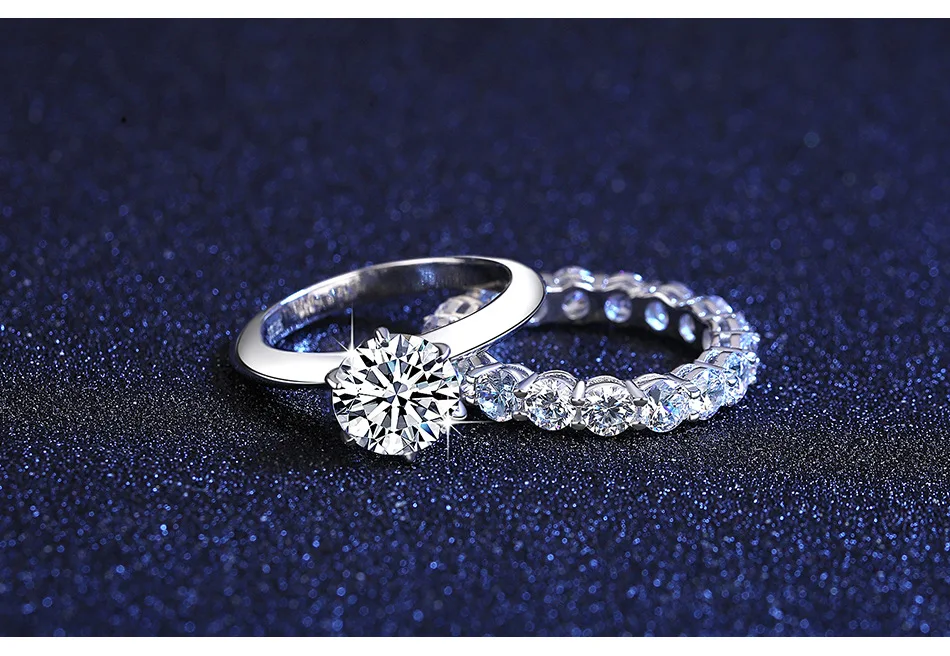 wholesale stackable 925 sterling silver moissanite wedding ring