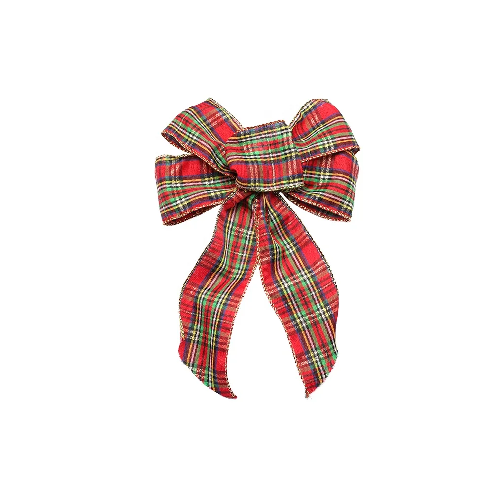 Проводной тканый бант из ленты в клетку, Рождественское украшение на заказ