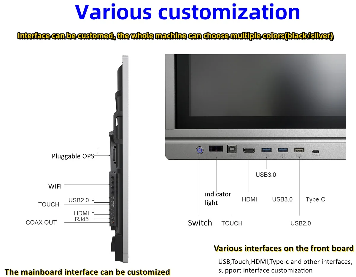 55 65 75 86 Inch Smart Board Price Multi Lcd Touch Screen Smart Tv White Board Whiteboard Marker Interactive Boards for Schools