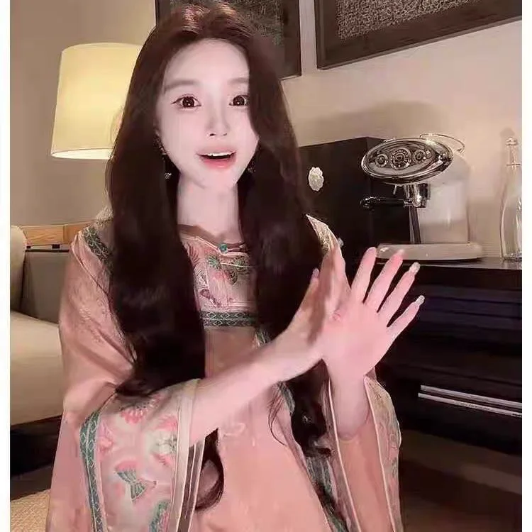 New Chinese style high-end feeling super beautiful and unique pink satin improved cheongsam dress Zixia  chinese traditional