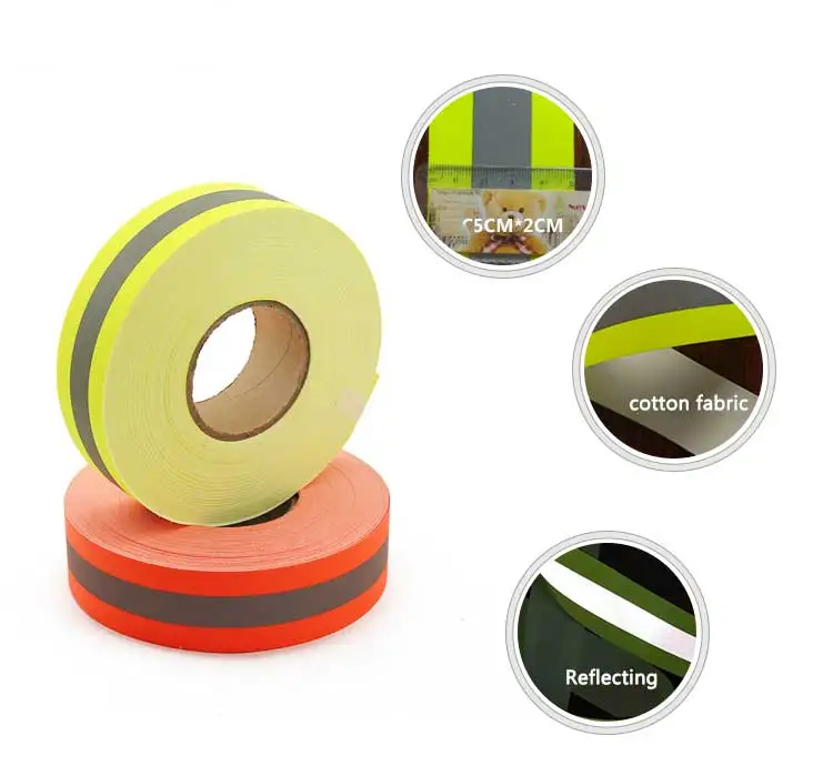 fluorescent yellow green reflective tape for firefighter clothing 100% cotton reflective flame retardant belt