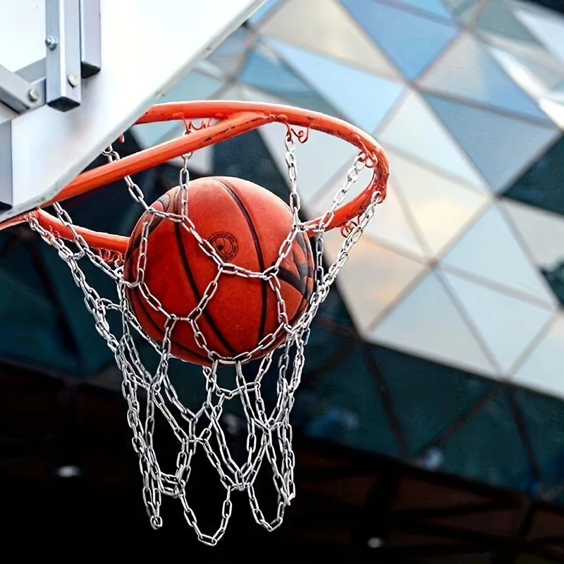 M0060 Heavy Duty 12-Hole Basketball Net Indoor/Outdoor Metal Braided Chain Standard Training Equipment