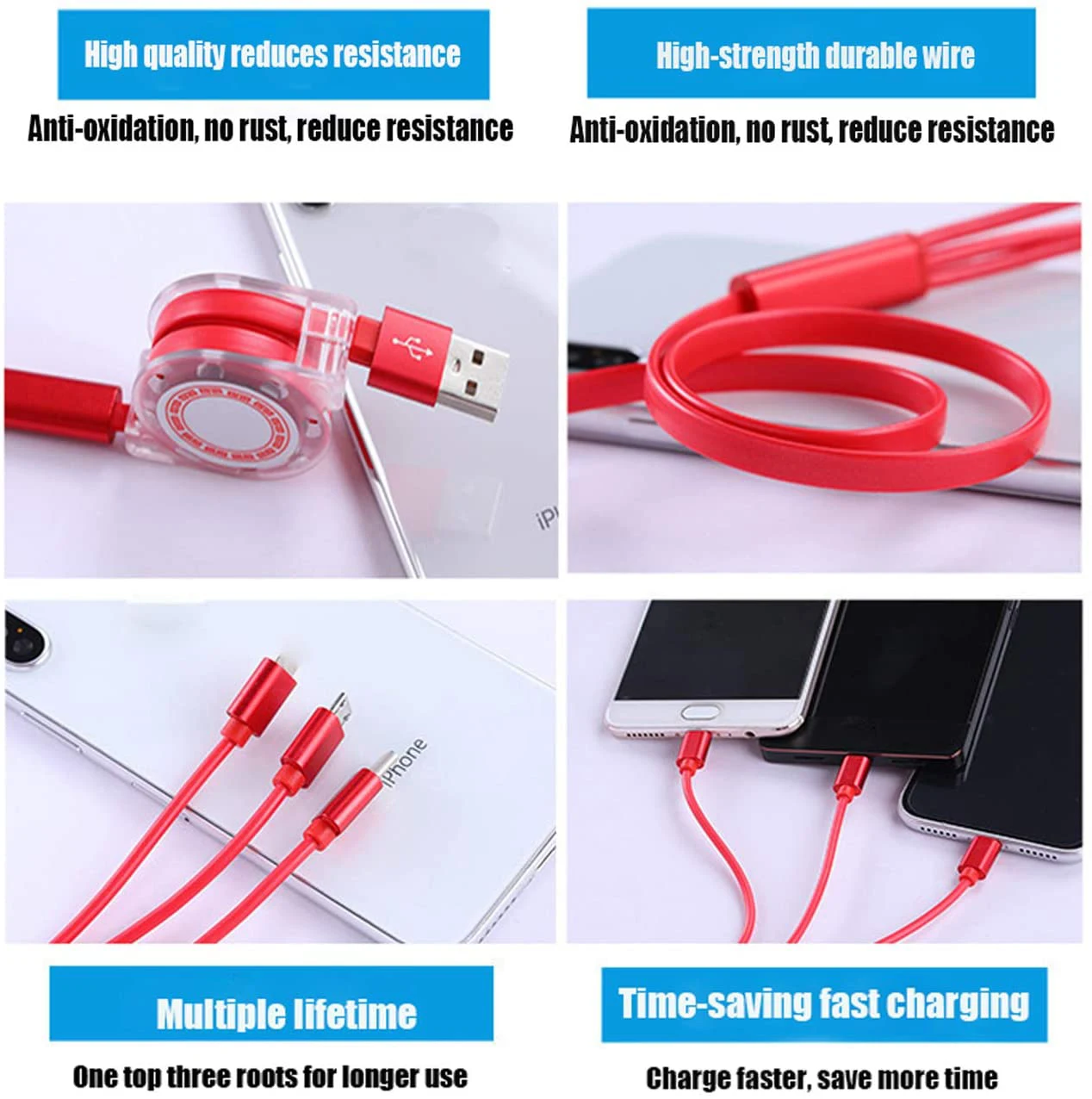 Amazon хит продаж дешевый Type-c Micro Usb быстрая зарядка Выдвижной 3 в 1