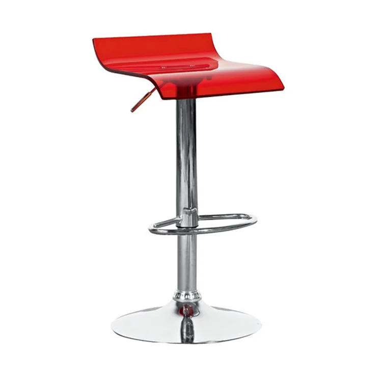 Hot Sale Adjustable Swivel Red Transparents Square Acrylic Bar Stool For Counter