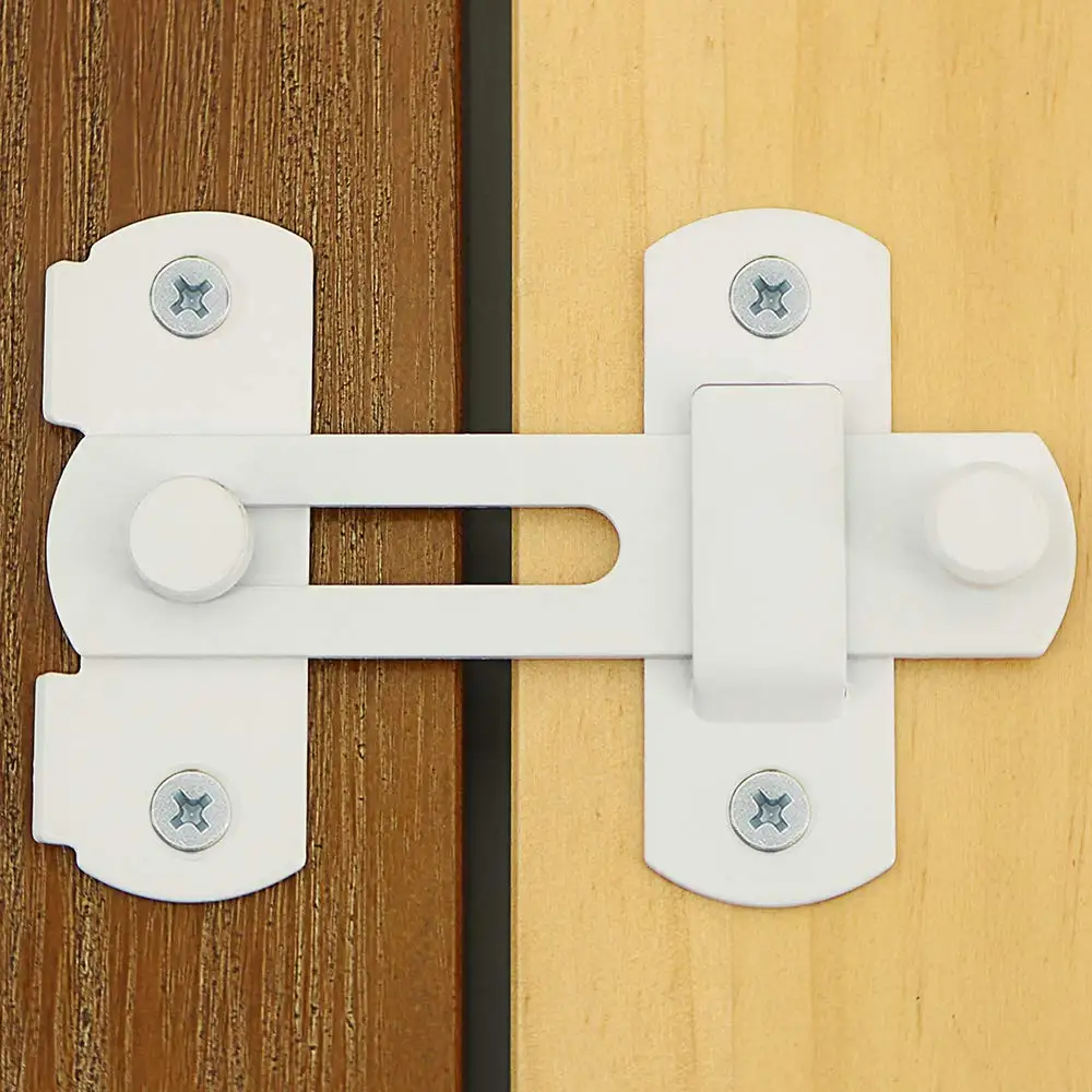 Flip Latch,Gate Latches Safety Door Lock for Barn Wood Fence Sliding French Doors,Stainless Steel Gate Hardware,White Finish