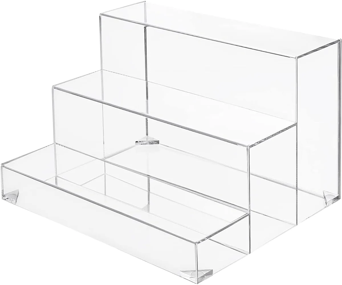 3-ярусные акриловые витрины на заказ, сборные задние стойки для бутылок, прозрачная акриловая подставка