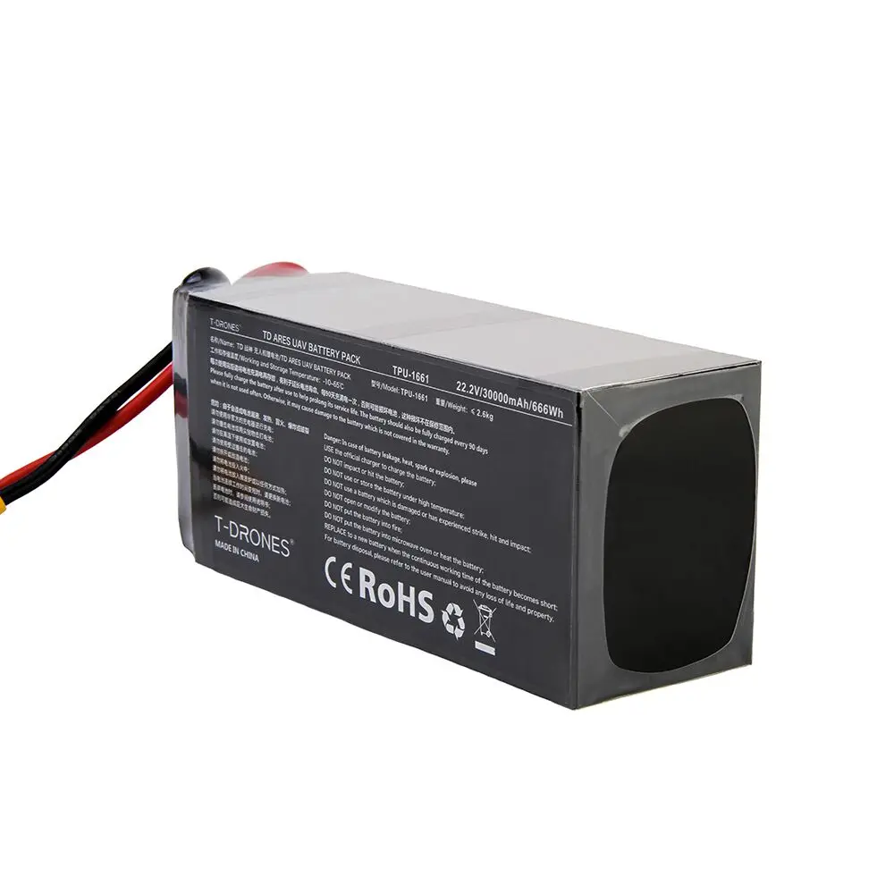 T-DRONES ARES 6S 30Ah Lipo 6S 22.2V 6s lithem drone long battery lif for Radio Control Airplane UAV Drone