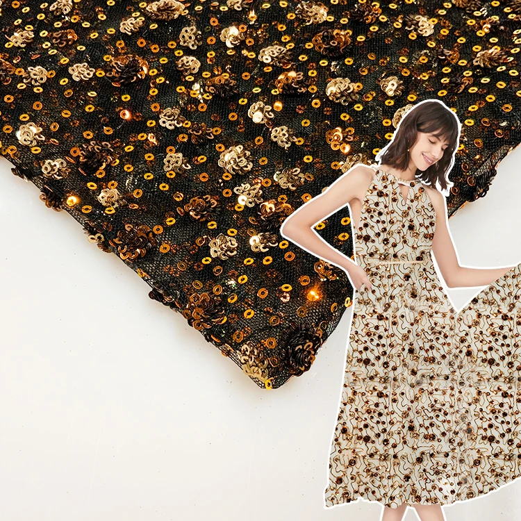 Color changing mesh orange mermaid fish scale colorful sequin fabric for christmas club dress